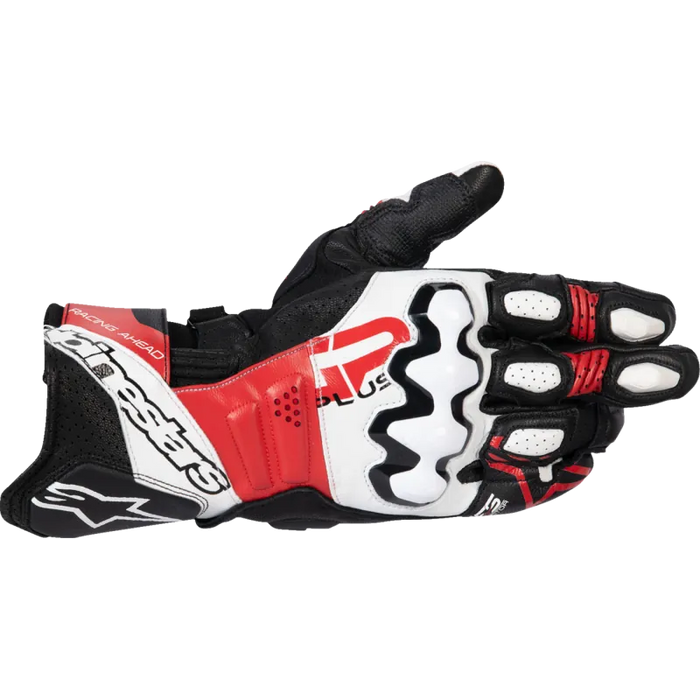 Alpinestars Mens GP Plus R V3 Leather Gloves - Black/White/Bright Red - Front