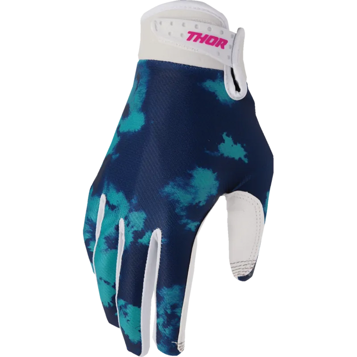 Thor Youth Launchmode Gloves - Bleach White/Aqua - Front