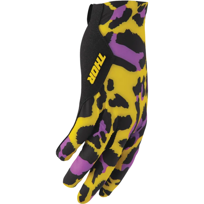 Thor Mens Sportmode Gloves - Cheetah Yellow/Purple - Front