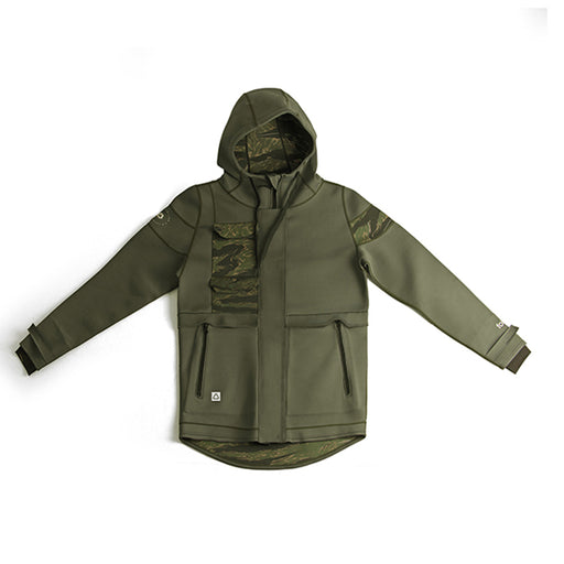 Follow Upstate Anorak Olive Neoprene Hooded Jacket
