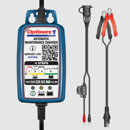 Optimate 1 Duo 12v And 12.8v Agm, Gel, Std, And Lithium Battery Tender