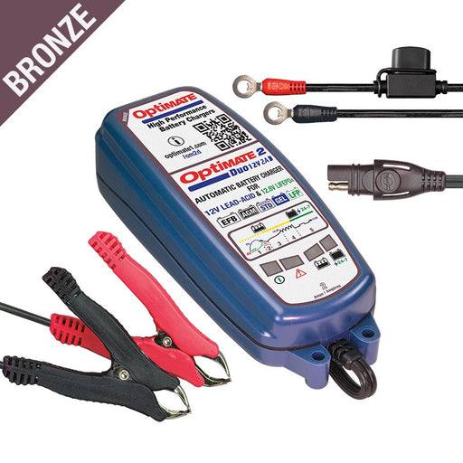 Optimate 2 Duo 12v And 12.8v Agm, Gel, Std, And Lithium Battery Tender