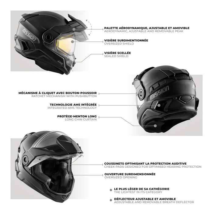 CKX Solid Mission AMS Full Face Helmet with Smoke Double Shield