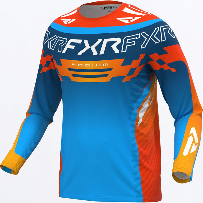 FXR Podium MX Jersey 2027 - Slate/Sky/Nuke, front view