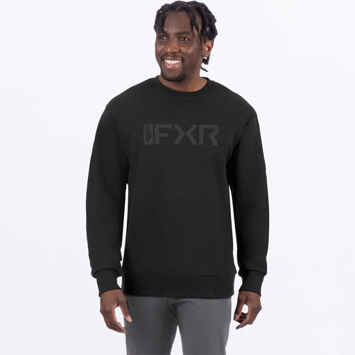 FXR Mens Mitered Cotton Crewneck Sweatshirt - Black Ops, front view
