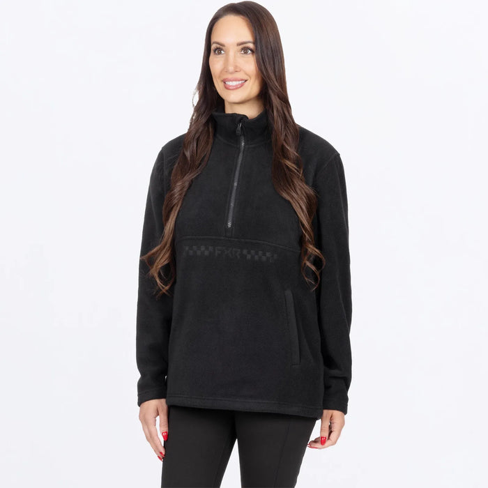 FXR Womens Aspen 1/4 Zip Fleece - Black, front view