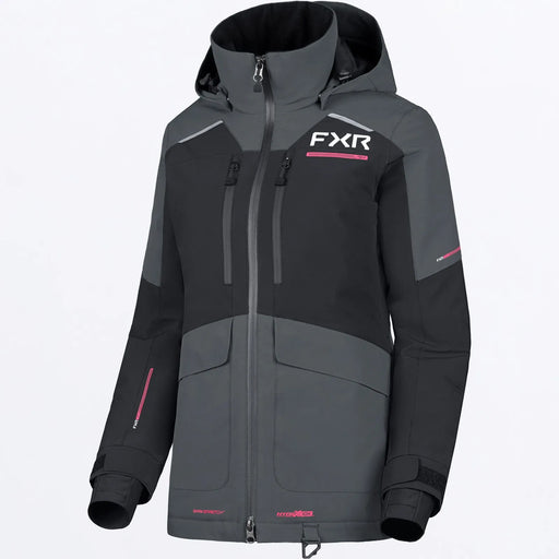 FXR Womens Aerial Jacket - Black/Asphalt/Blush, front view
