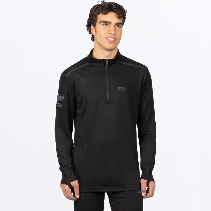 FXR Mens Vapor Merino 1/4 Zip - Black, front view