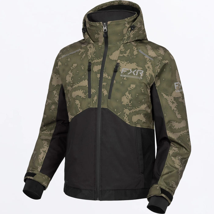 FXR Mens Evolution FX Tech Shell Jacket - Moss Shift Cover/Blk, front view