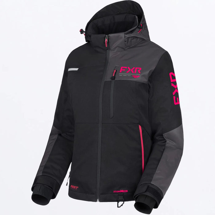 FXR Womens Fresh Jacket - Black/Asphalt/Razz, front view