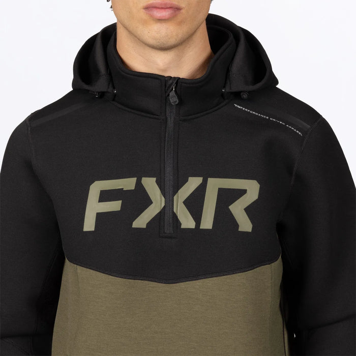 FXR Mens Altitude Tech 1/4 Zip Hoodie - Black/Moss, view 7