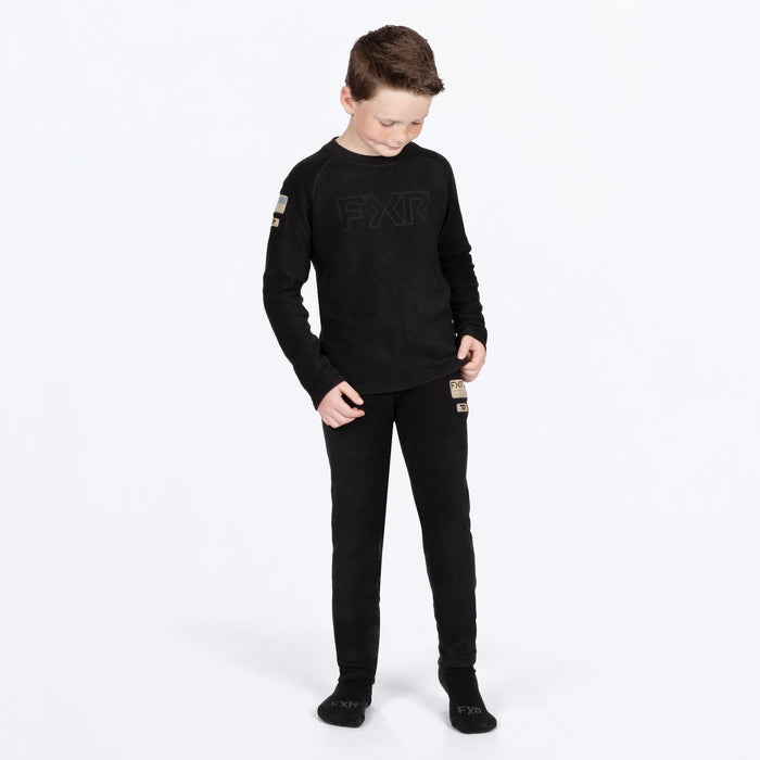 FXR Youth Pyro Thermal Set 2027 - Black, front view
