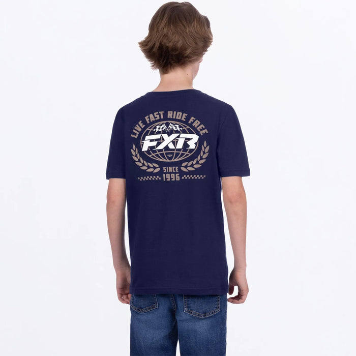 FXR Youth Worldwide Premium T-Shirt - Navy/Canvas, view 2
