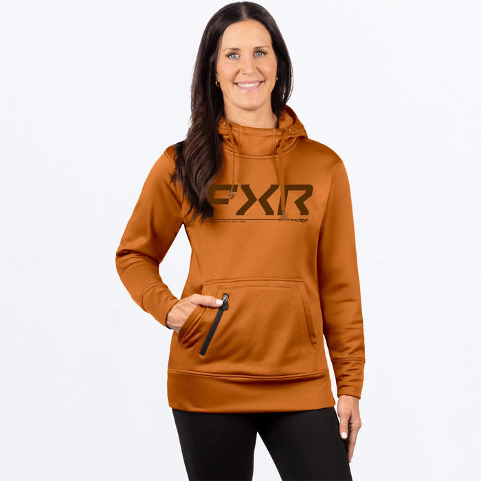 FXR Womens Hydrogen Tech Pullover Hoodie - Umber/Dark Cedar, front view