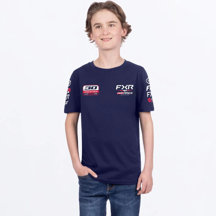 FXR Youth Race Div Premium T-Shirt - Navy/Red, front view