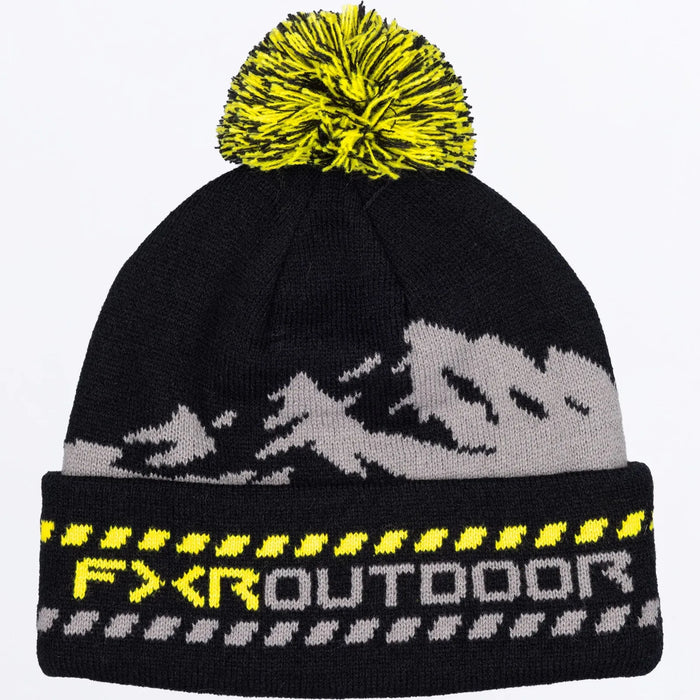 FXR Mountain Beanie - Black/HiVis, front view