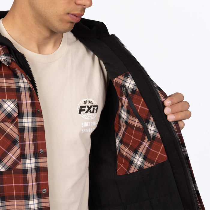 FXR Mens Insulated HD Flannel Jacket - Maroon/Navy, view 7