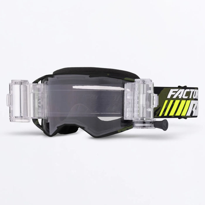 FXR Factory Ride Roll-Off Goggle - Army Camo/HiVis, front view