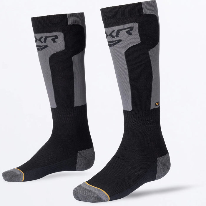 FXR Vapor Merino Sock - Asphalt/Black, front view