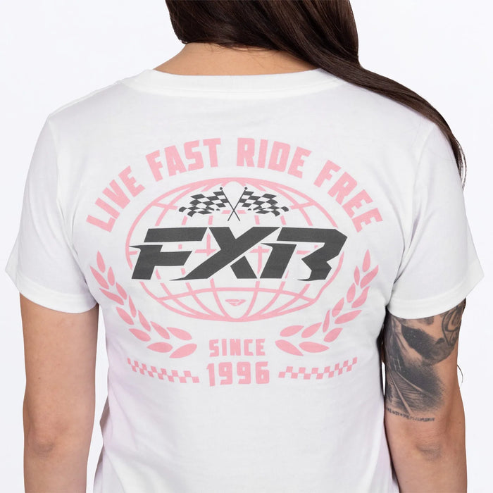 FXR Womens Worldwide Premium T-Shirt - White/Dusty Rose, view 5