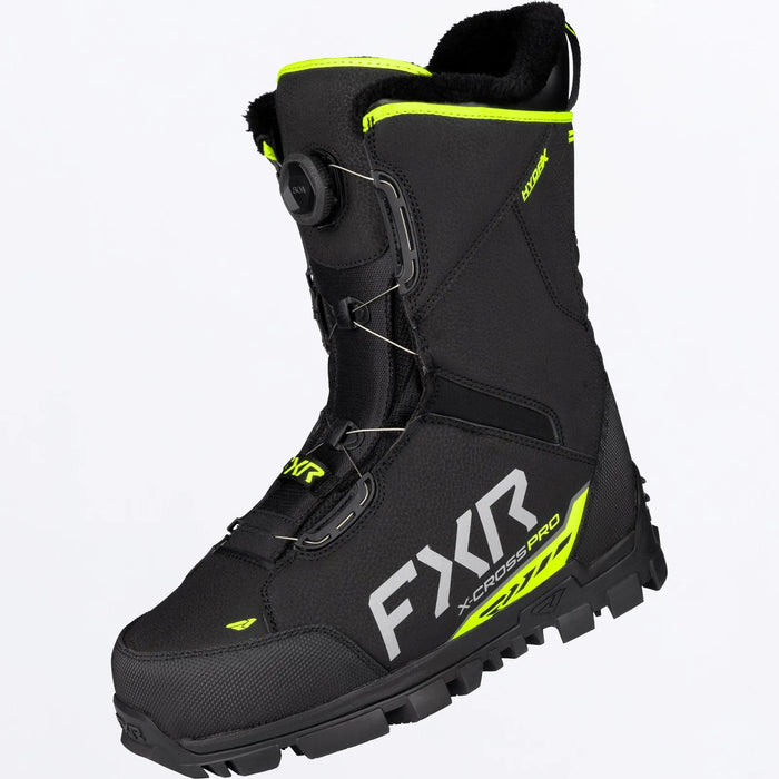 FXR X-Cross Pro BOA Boot 2027 - Black/HiVis, front view