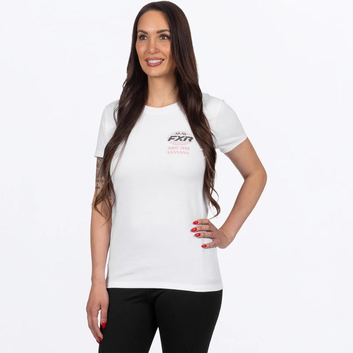 FXR Womens Worldwide Premium T-Shirt - White/Dusty Rose, view 2
