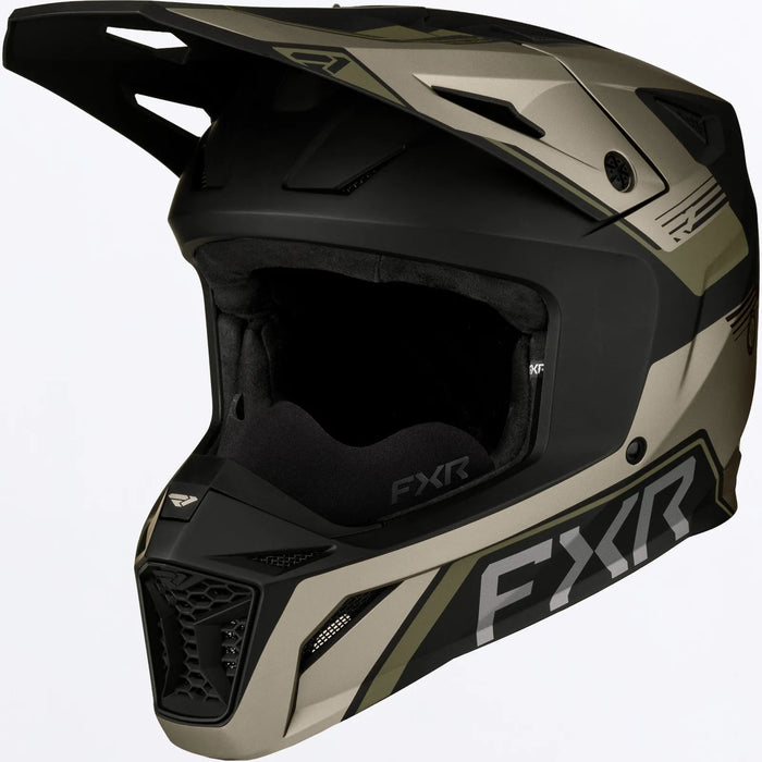 FXR Apex Snow Helmet - Stone/Moss, front view