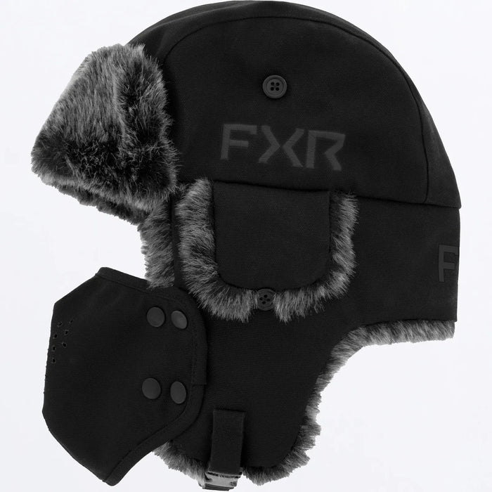 FXR Trapper Hat - Black, front view