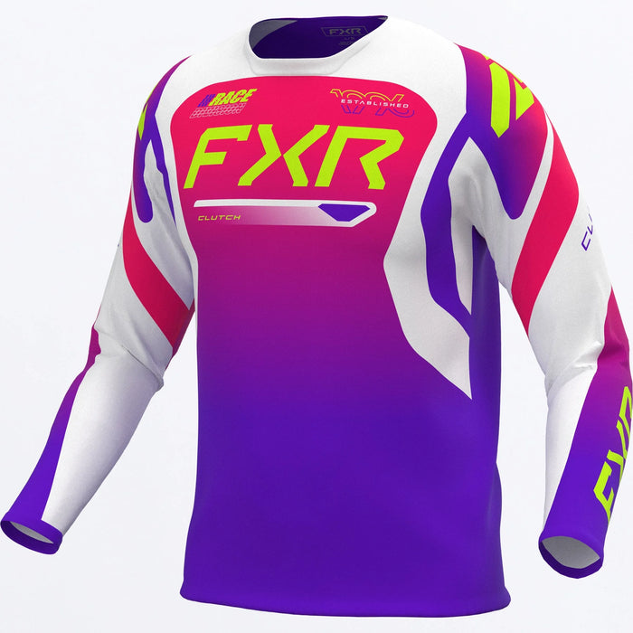 FXR Clutch MX Jersey 2027 - Purple/Razz/White, front view