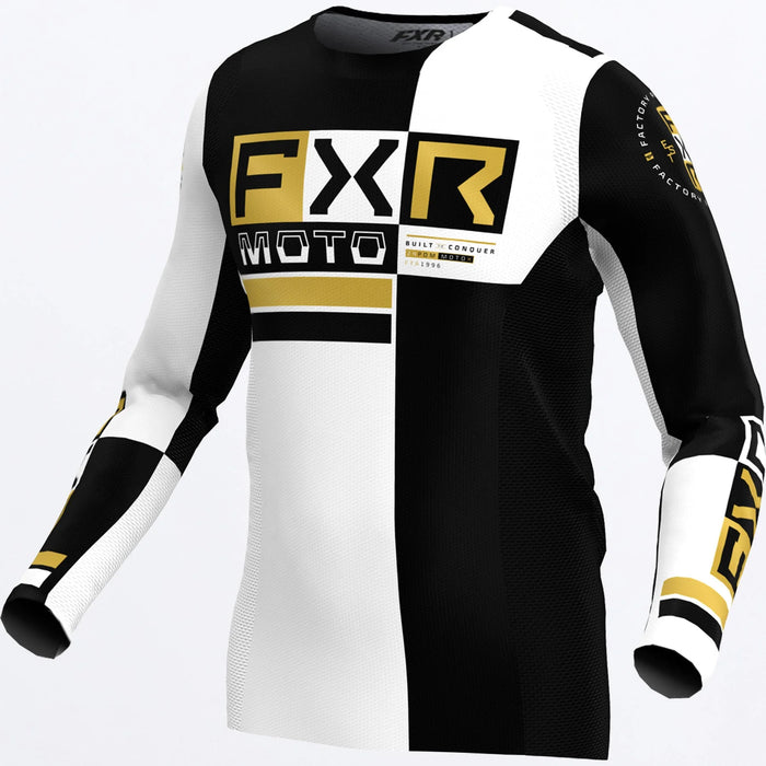 FXR Podium Pro Battalion MX Jersey - White/Black, front view