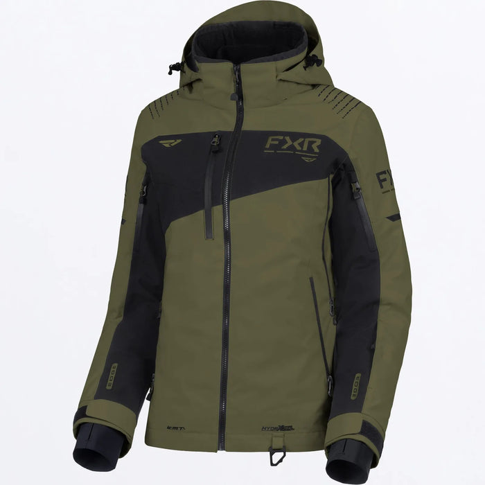 FXR Womens Edge 2-in-1 Jacket - Moss/Black, front view