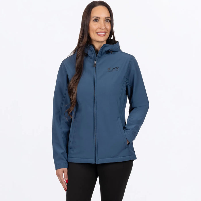 FXR Womens Hydrogen Softshell Jacket 2027 - Dark Steel/Black, front view
