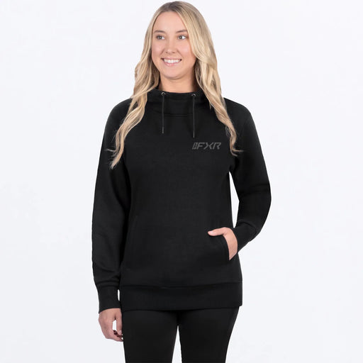 FXR Womens Mitered Cotton Pullover Hoodie - Black Ops, front view