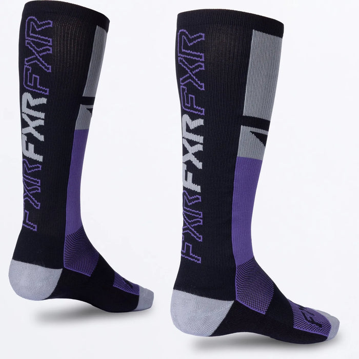 FXR Moto Sock - Purple/Black/Grey, view 4