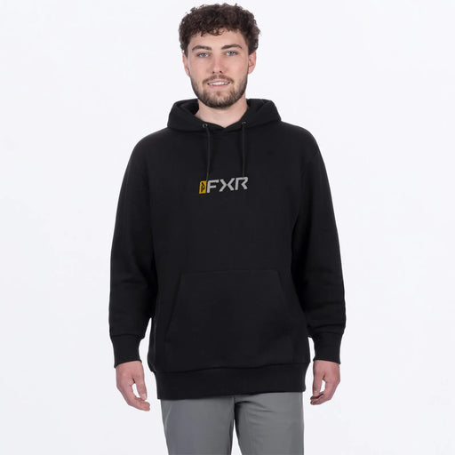 FXR Mens Mitered Cotton Pullover Hoodie - Black/Kash, front view
