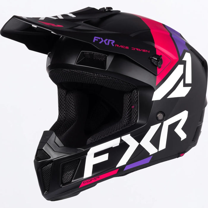 FXR Youth Clutch MX Helmet - Razz/Lavender, front view
