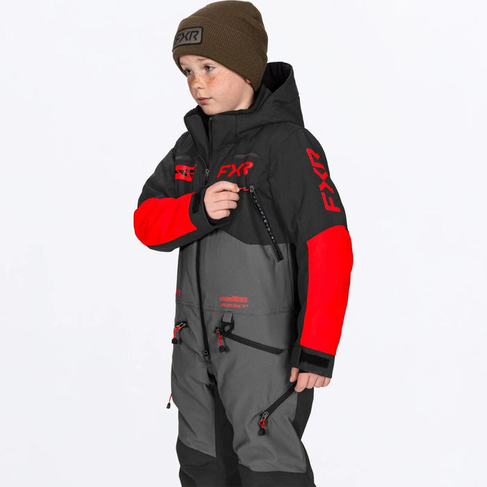 FXR Child Vertical Monosuit - Ti/Asphalt/Red, view 5
