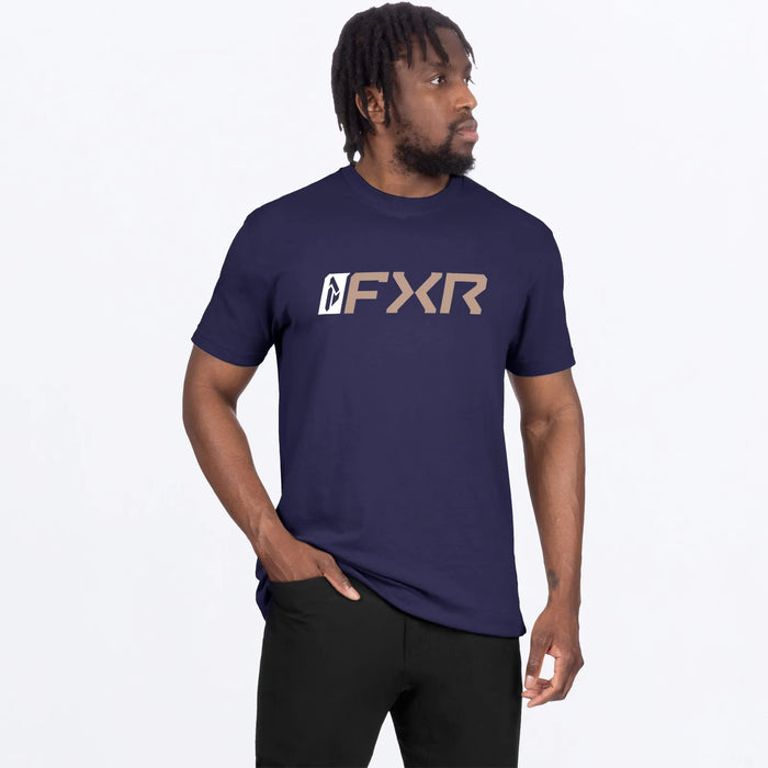 FXR Mens Mitered Premium T-Shirt - Navy/Canvas, view 2
