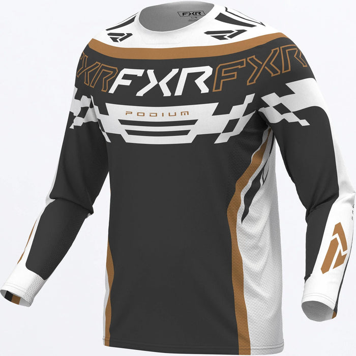 FXR Youth Podium MX Jersey 2027 - Asphalt/White/Gum, front view