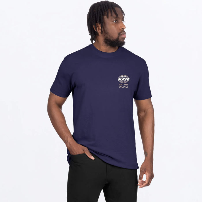 FXR Mens Worldwide Premium T-Shirt - Navy/Canvas, front view