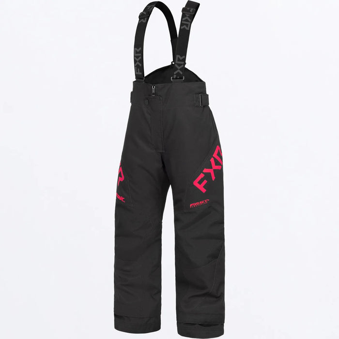 FXR Child Clutch Pant 2027 - Black/Razz, front view