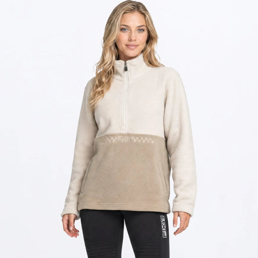 FXR Womens Aspen 1/4 Zip Fleece - Sand/Stone, front view