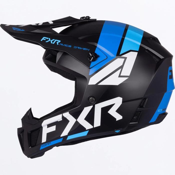 FXR Youth Clutch MX Helmet - Blue/Cyan, view 2
