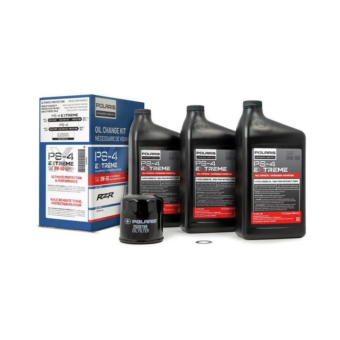 Polaris ATV / UTV 0W-50 4-Cycle Full Synthetic PS-4 Extreme Oil Change Kit (3 quarts) RZR 1000 Turbo