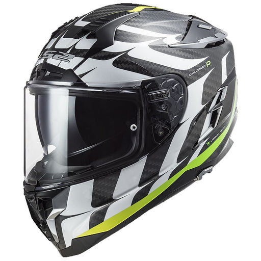 LS2 C Flames Challenger Carbon Full-Face Helmet Single Shield with Pinlock Pins