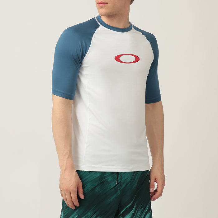 OAKLEY MENS COLOR BLOCK BLUE RASHGUARD