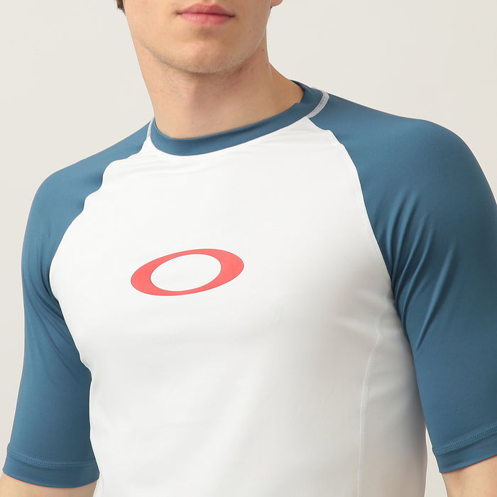 OAKLEY MENS COLOR BLOCK BLUE RASHGUARD